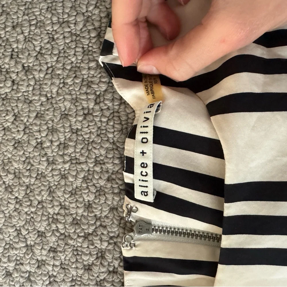 Alice + Olivia Black and White Striped Blouse - Picture 3 of 3